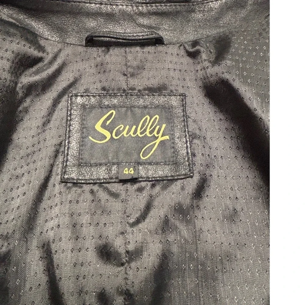 Scully Mens‎ Leather Blazer Size 44 Black Genuine Leather Soft Two Button